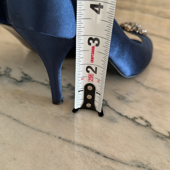 Nina satin peep toe pumps with crystal embellishment. - Picture 7 of 7